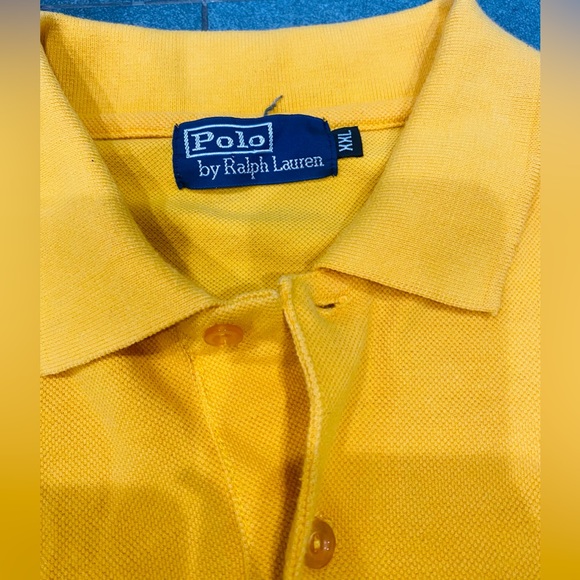 Men’s Vintage Short Sleeve Polo Ralph Lauren Big Pony Yellow Size XXL - Picture 3 of 5